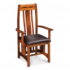 Aspen Arm Chair with Lower Back, Inlay, and Asphalt Leather Seat