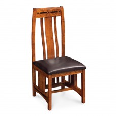 Aspen Side Chair with Lower Back, Inlay, and Asphalt Leather Seat