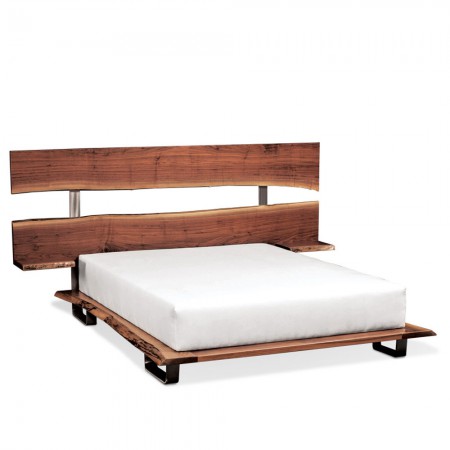 Cityscape Live Edge Platform Bed with Nightstand Shelves, Queen