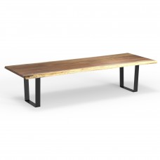 LIVE EDGE DINING TABLE with BLACK CITYSCAPE BASE - Walnut, Natural - 120" - EL-22001-03C30-W17