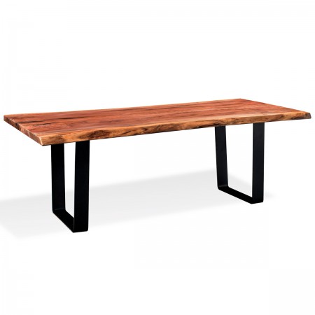 LIVE EDGE DINING TABLE with BLACK CITYSCAPE BASE - Walnut, Natural - 84" - EL-23008-W17