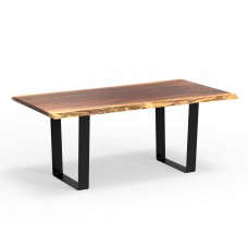 LIVE EDGE DINING TABLE with BLACK CITYSCAPE BASE - Walnut, Natural - 72" - IL-003_EL-03C30