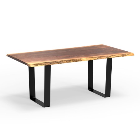 LIVE EDGE DINING TABLE with BLACK CITYSCAPE BASE - Walnut, Natural - 72" - IL-003_EL-03C30